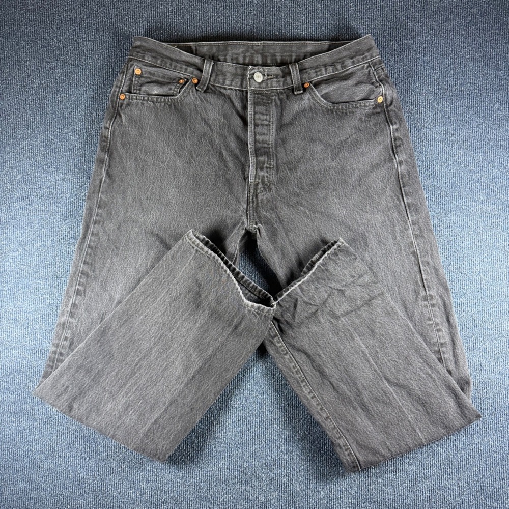 Levi's 501 Original Fit Jeans Mens 36x32 (17" Waist) Black Straight Denim